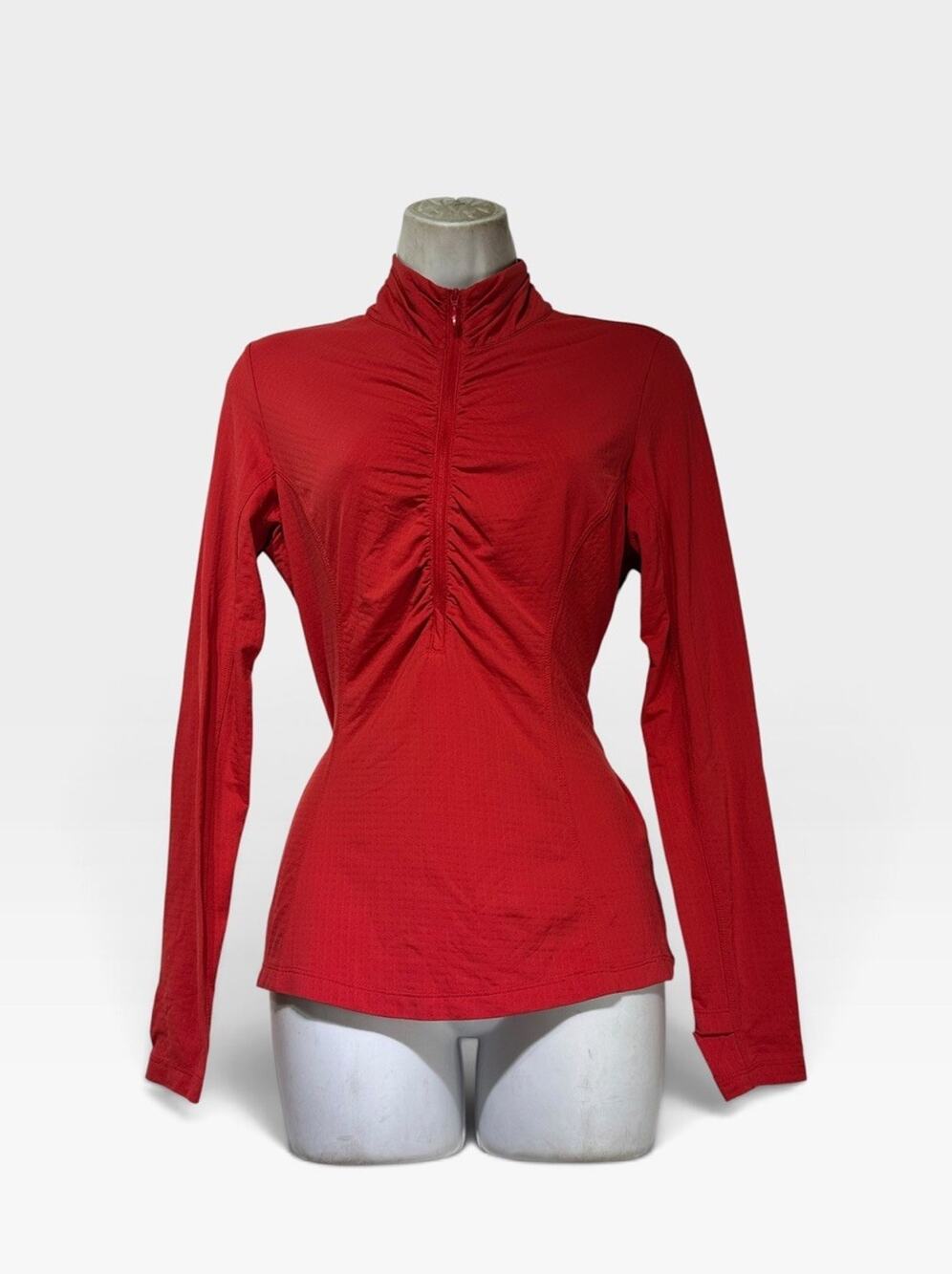 IBKUL Women’s Red Ruched Long Sleeve Mock Neck Top UPF 50+ Size XS